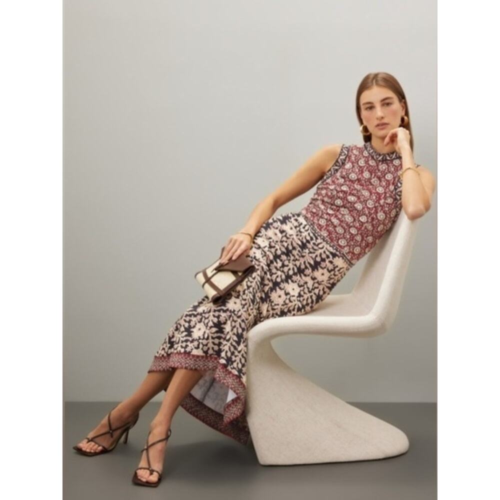 Sea New York Red and Cream Printed Sleeveless Dress